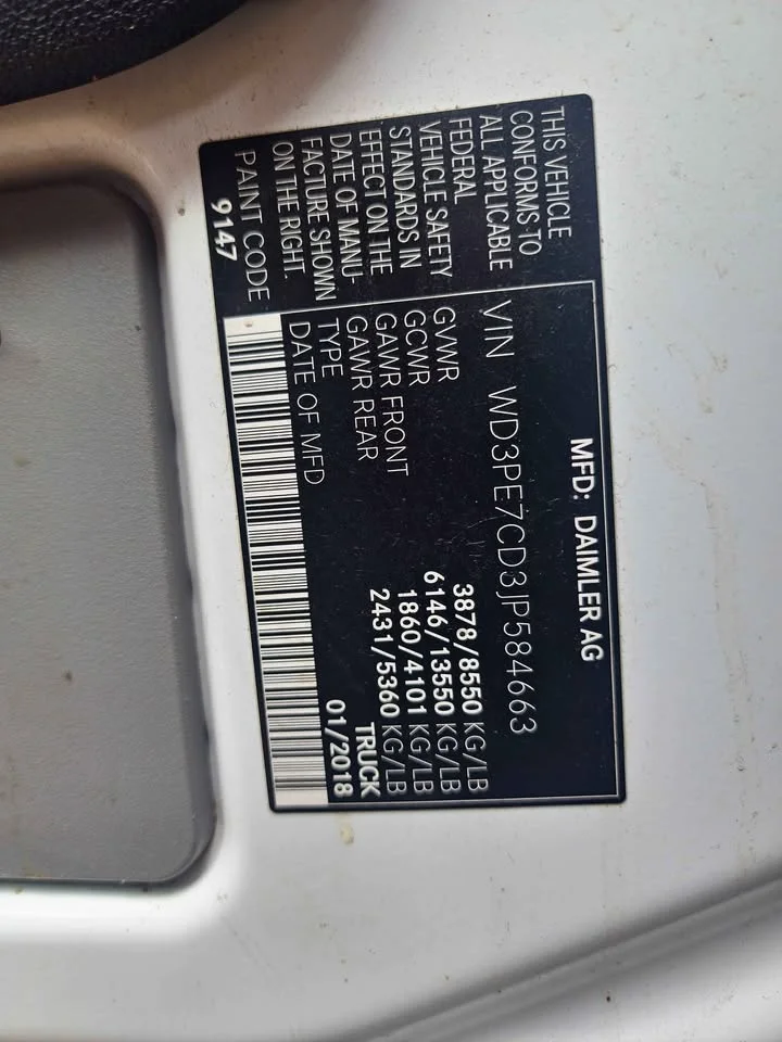 
								2018 Mercedes-Benz sprinter 2500 cargo High Roof w/144″ WB Van 3D full									