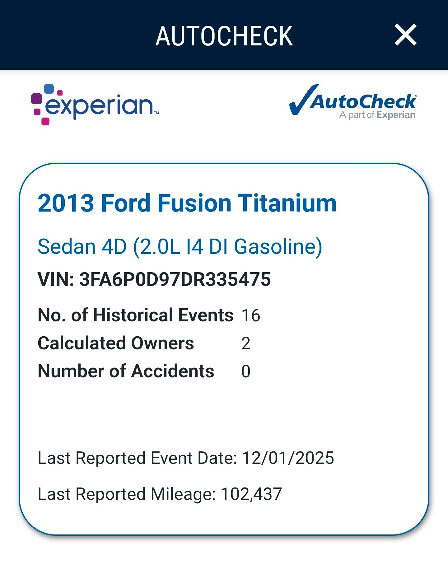 
								2013 Ford Fusion Titanium AWD full									