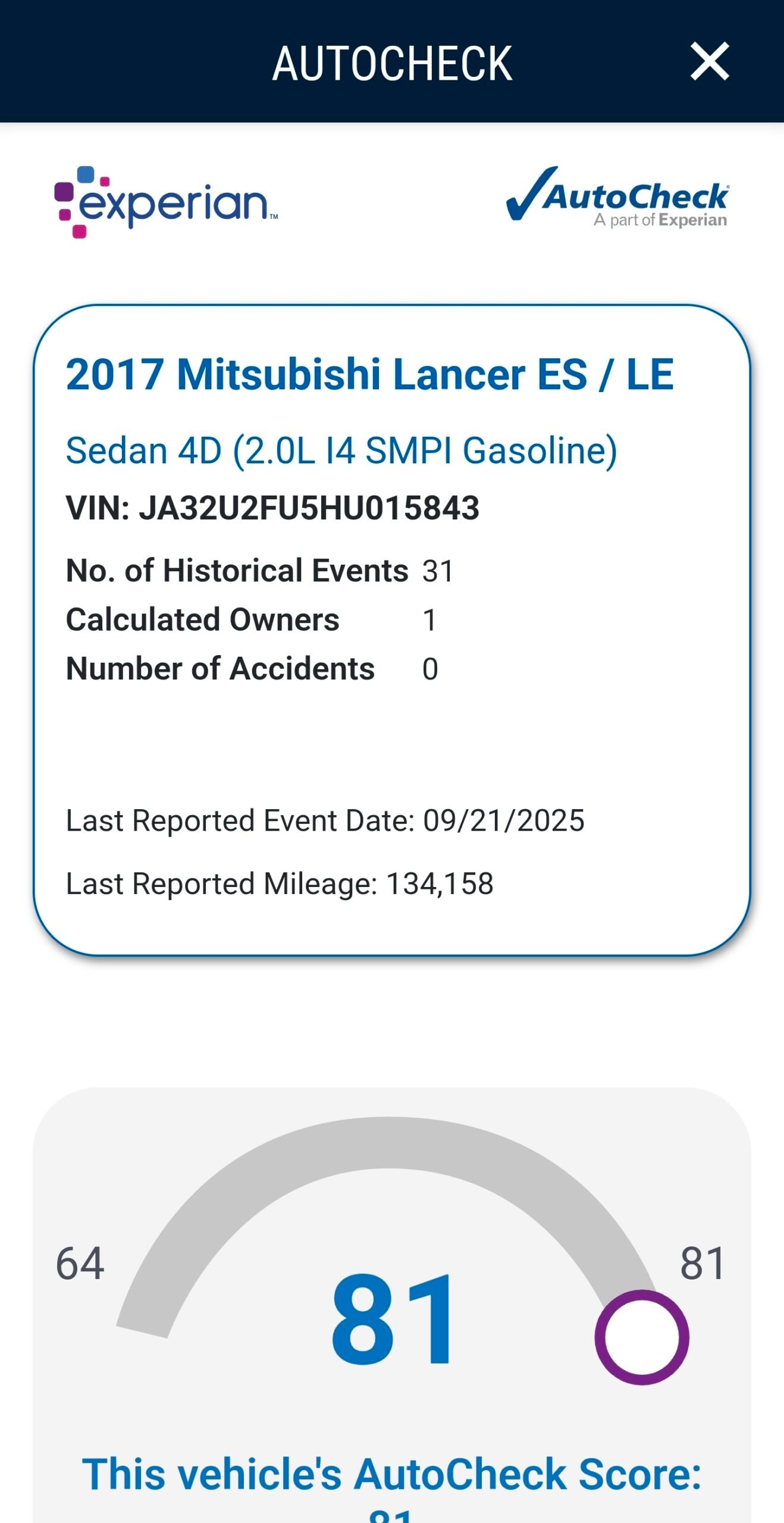 
								2017 Mitsubishi Lancer LE full									